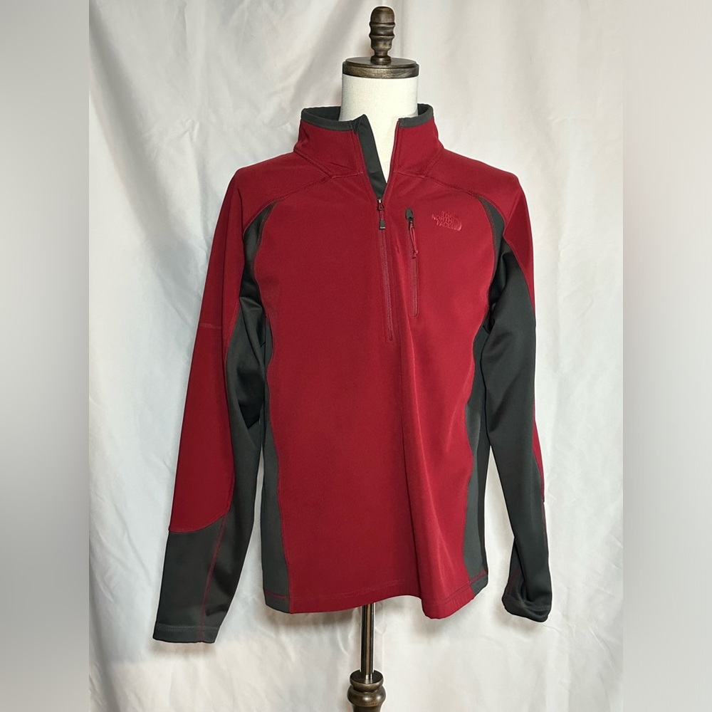 North Face • Burgundy And Black Quarter Zip • Flash Dry Outer + Fleece Inside